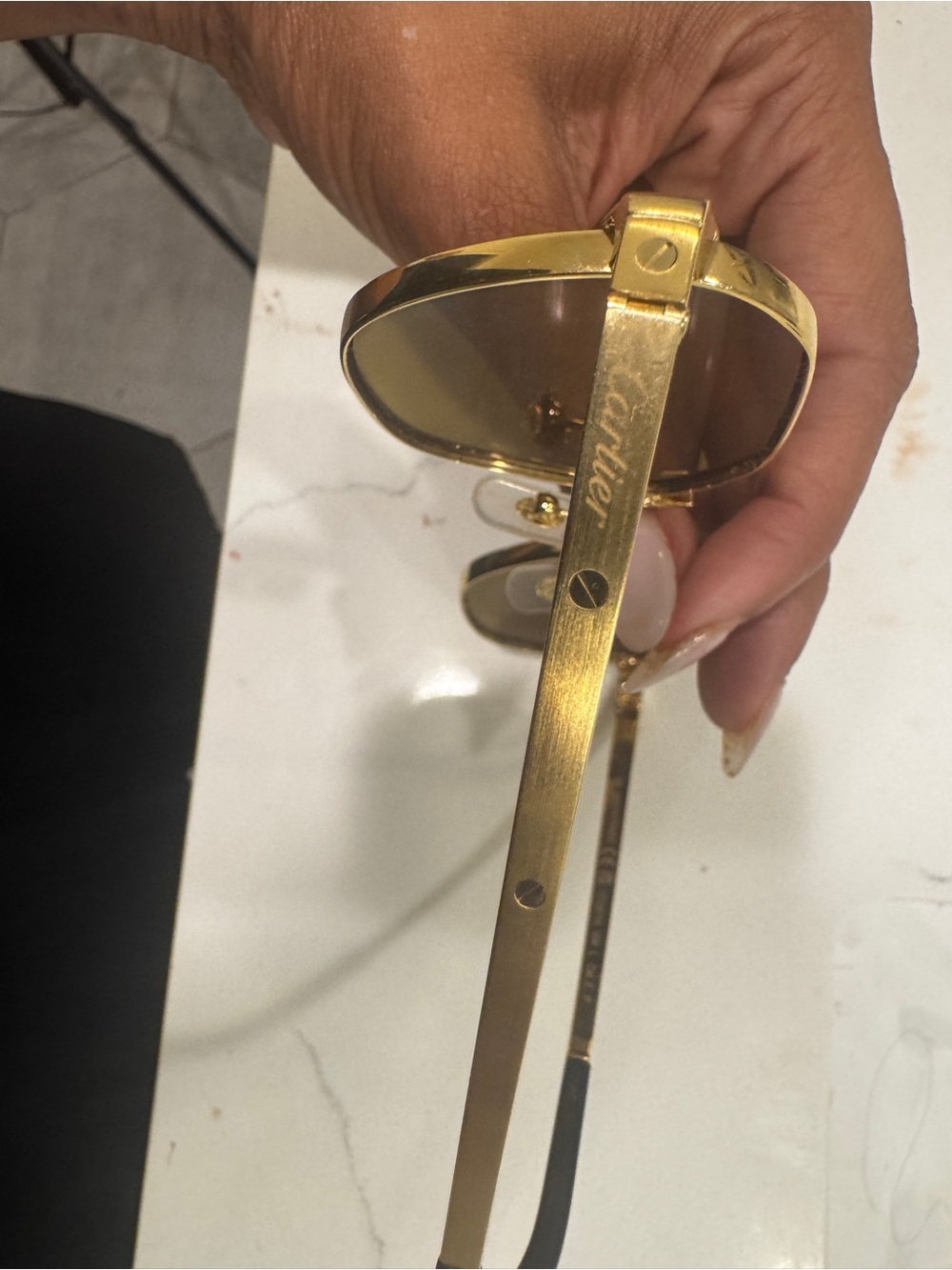 Cartier Gold Metal Sunglasses Frame with Brown Lenses